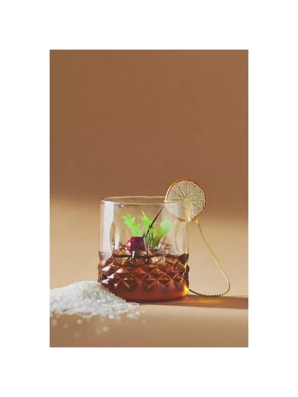 Anthropologie Old Fashioned Drink Cocktail Ornament NWT 2.25 Inch High